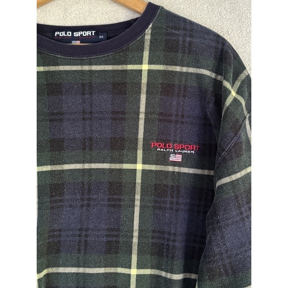 Polo Sport Ralph Lauren Other - Vintage Polo Sport Ralph Lauren Men M Tartan Plaid Crewneck Sweatshirt USA Flag